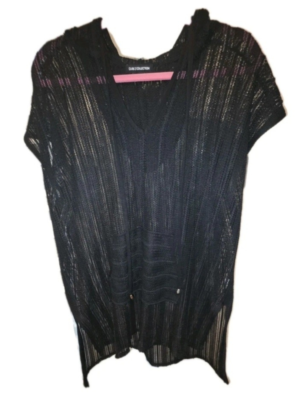 Club Z Collection Black Knit Swim Coverup Large New